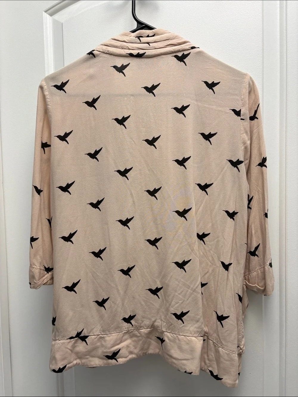 I Love H81 Blush Pink Open-Front Bird Print Cardigan Size Medium